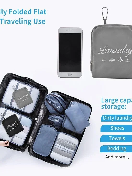 2 Pcs Travel Laundry Bags, Dirty Clothes Organizer【Upgraded】with Handles and Alu - Picture 6 of 7